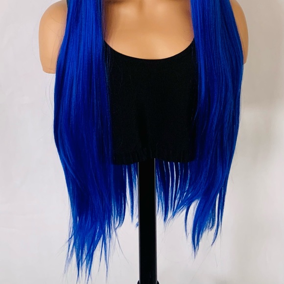 Gorgeous 28” Royal Blue 13x2.5 Versatile Lace Front Premium Fiber Wig - Picture 3 of 13